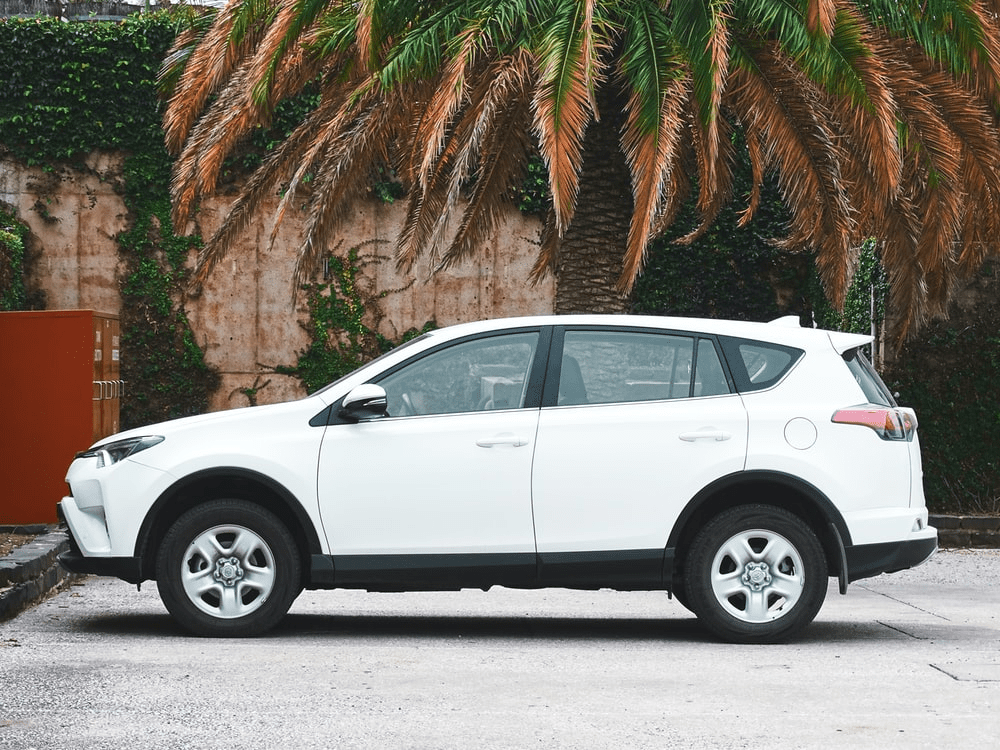 A parked Uber car