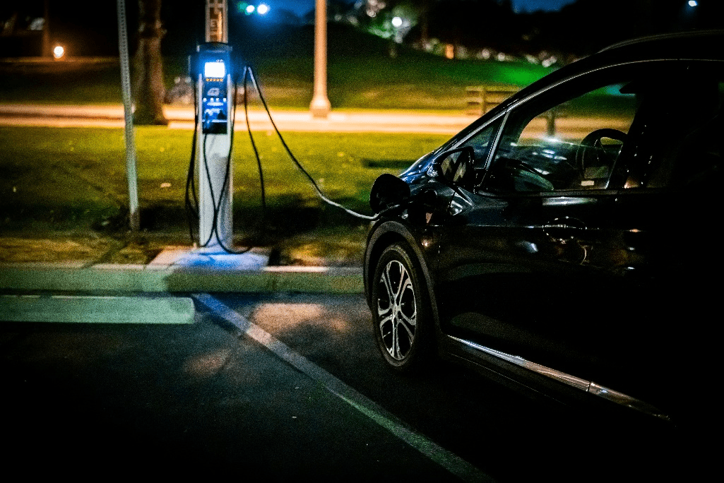 Car connected to the charger.