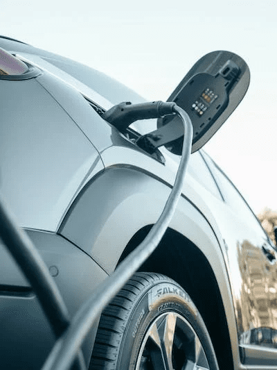 An EV charging at a motorway station